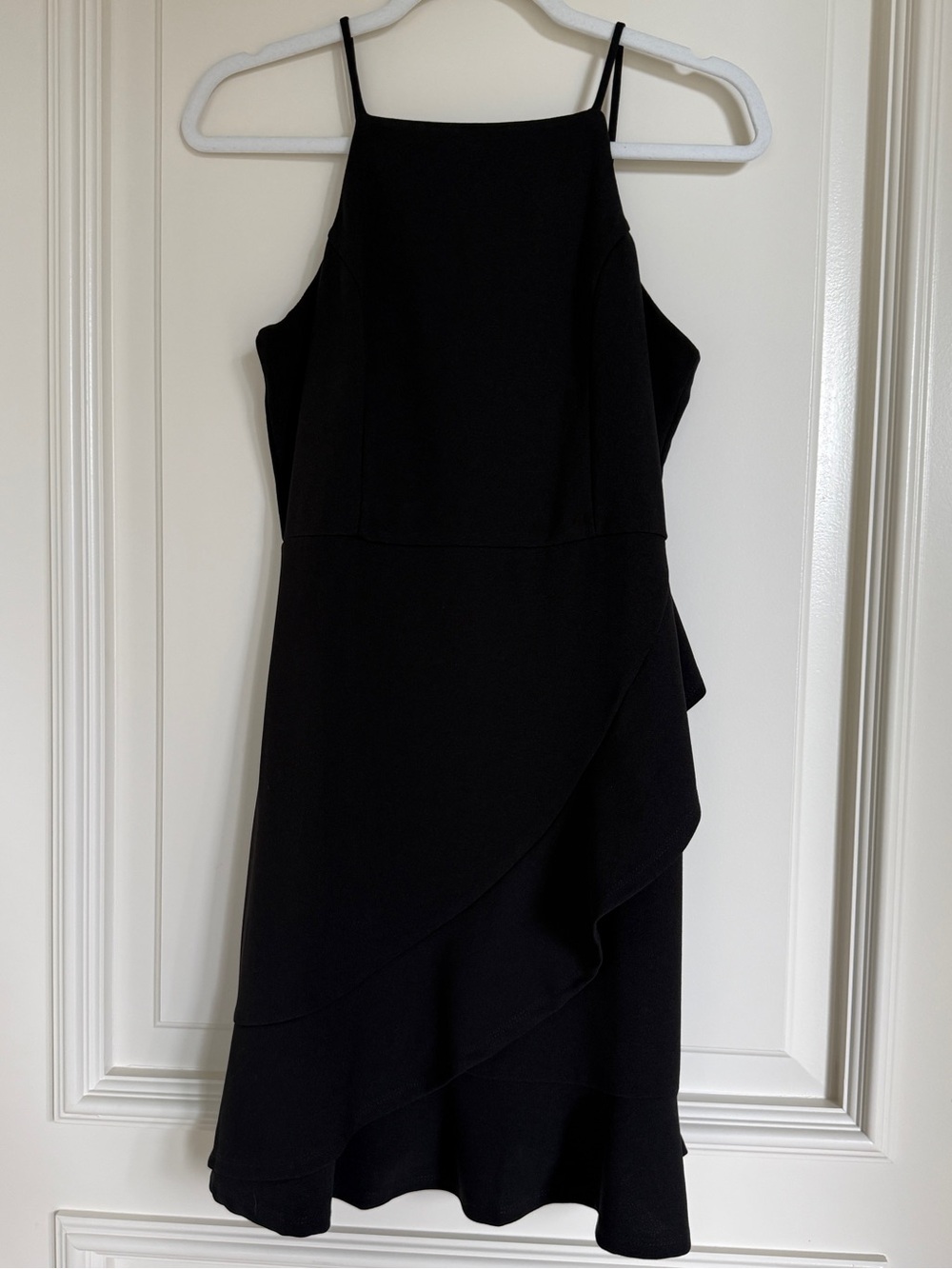 Lulu's Black Asymmetric Ruffle Mini Dress